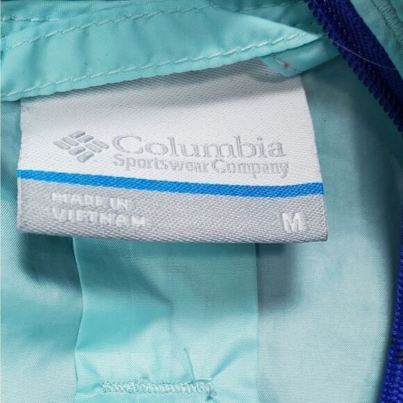 Columbia Mint Green & Blue Color Block Windbreaker, Size Medium - Picture 7 of 7